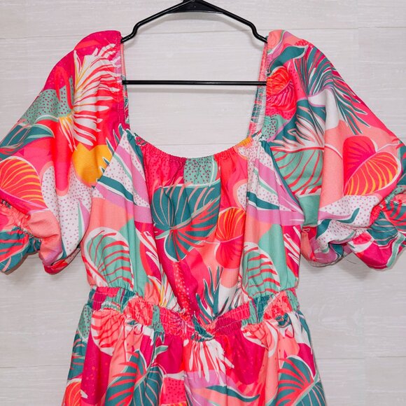 Fantastic Fawn Women's Size Medium Floral Print Puff Sleeve Mini Dress - Picture 5 of 8